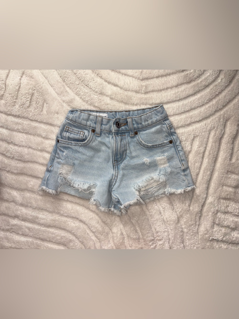 Light Blue Distressed Denim Shorts - kids
